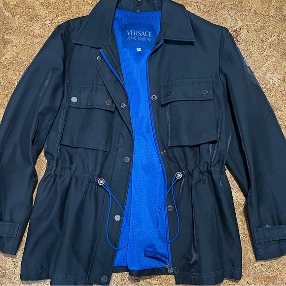 Versace Jeans Couture Metallic Shimmer Vintage Utility Jacket Sz S - Picture 6 of 16
